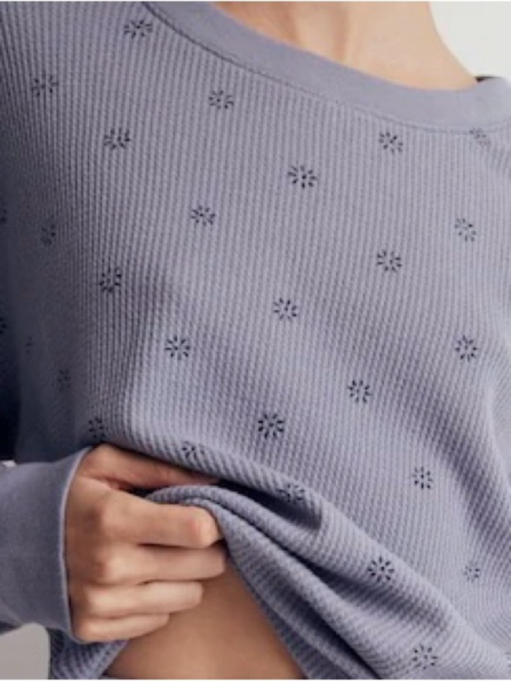 Madewell Periwinkle Waffle Knit Scoop-Neck Sweater Cozy Top